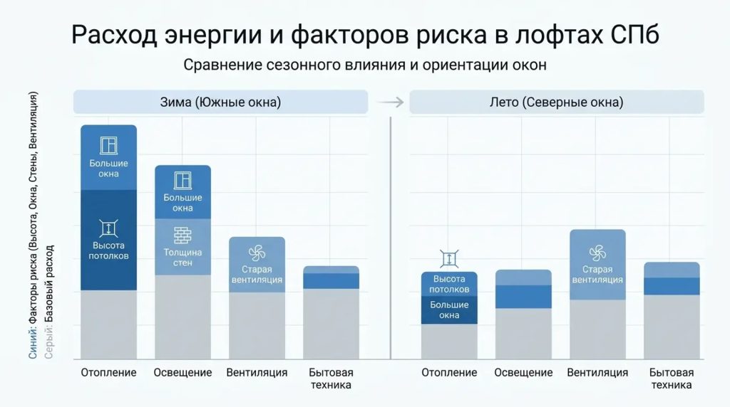 Расход энергии и факторов риска в лофтах СПб